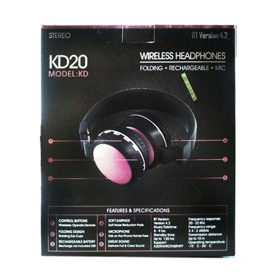 تصویر  هدفون جی بی ال صورتی مدل JBL wireless Headphone KD20