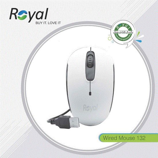 تصویر  موس حرفه ای رویال سفید مدل Royal mouse M132
