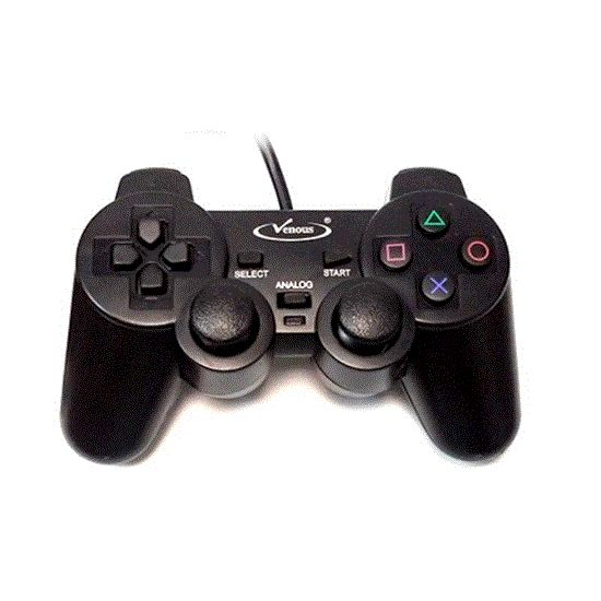 تصویر  دسته بازی تک شوکدار مشکی ونوس ps2