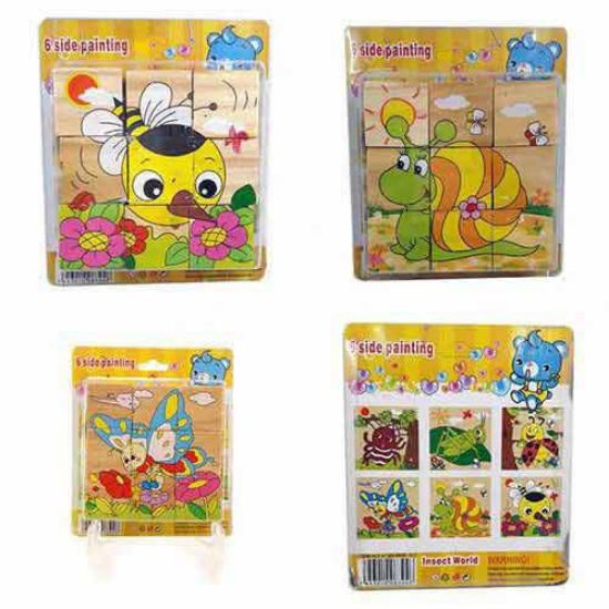 پازل چوبی 6 وجهی 3*3 (9 تکه) طرح جهان حشرات