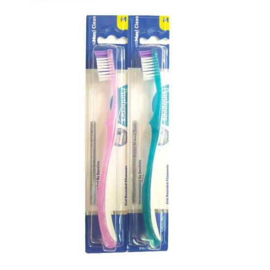 Picture of مسواک بزرگسال پنبه ریز مدیوم مدل MAXI CLEAN رنگ صورتی