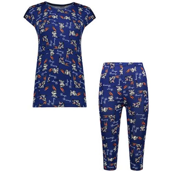 Picture of ست تاپ و شلوار برمودا سورمه ای طرح خرگوش کد 603