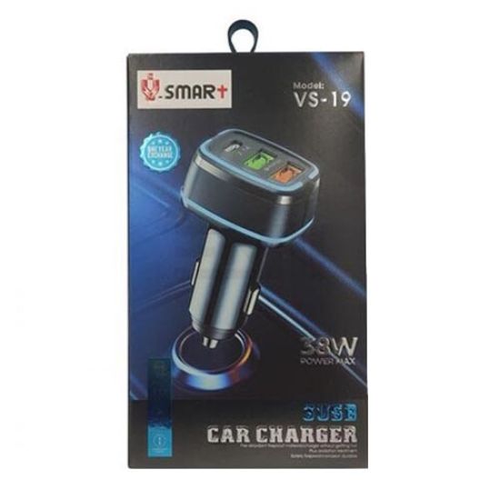 تصویر  شارژر فندکی V-SMART مدل VS-19 رنگ سفید