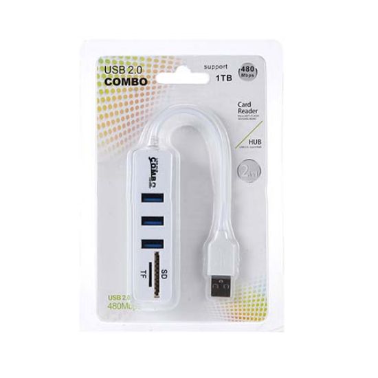 Picture of هاب 3 پورت USB 2.0 کارت خوان کمبو سفید