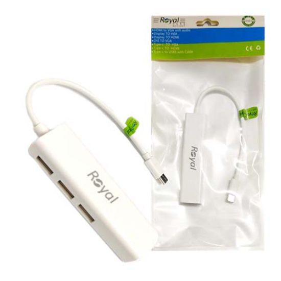 تصویر  هاب 3 پورت USB-C به LAN و USB رویال مدل RC-4030